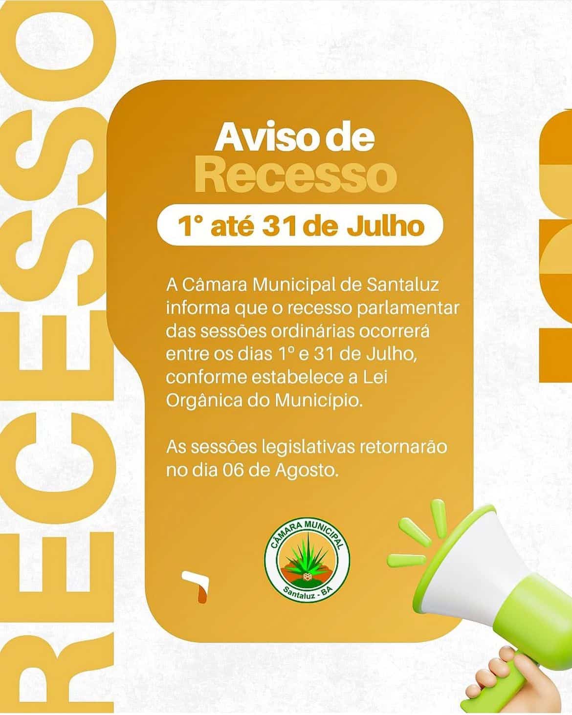 Leia mais sobre o artigo RECESSO PARLAMENTAR