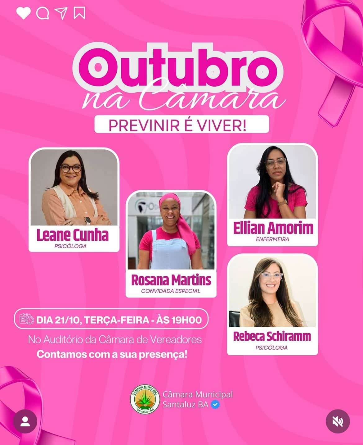 Leia mais sobre o artigo 🎀 Outubro na Câmara – Prevenir é Viver! 💗