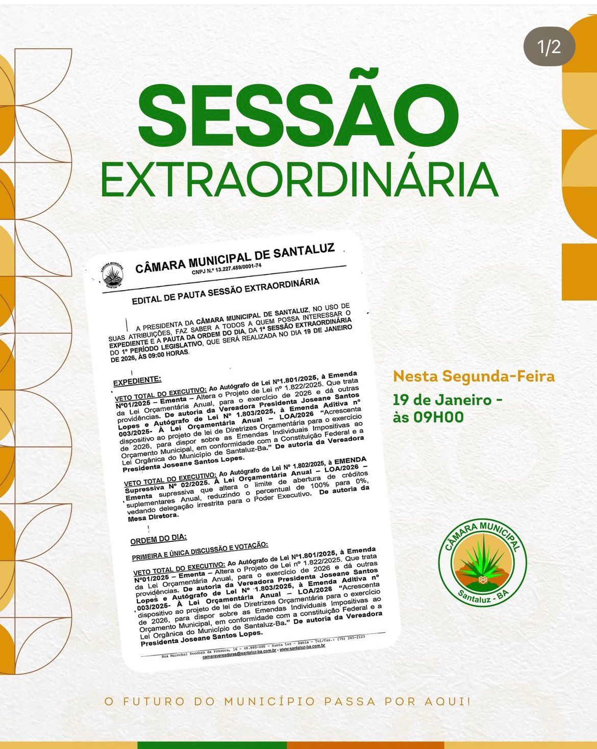 Leia mais sobre o artigo 1ª SESSÃO EXTRAORDINÁRIA DO 1º PERÍODO LEGISLATIVO DE 2026