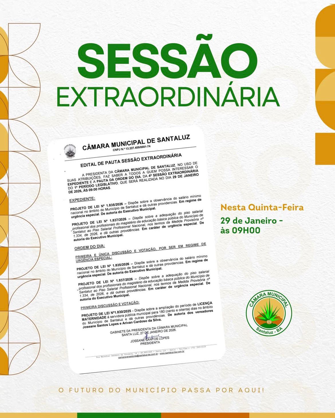 Leia mais sobre o artigo 4ª SESSÃO EXTRAORDINÁRIA DO 1º PERÍODO LEGISLATIVO DE 2026