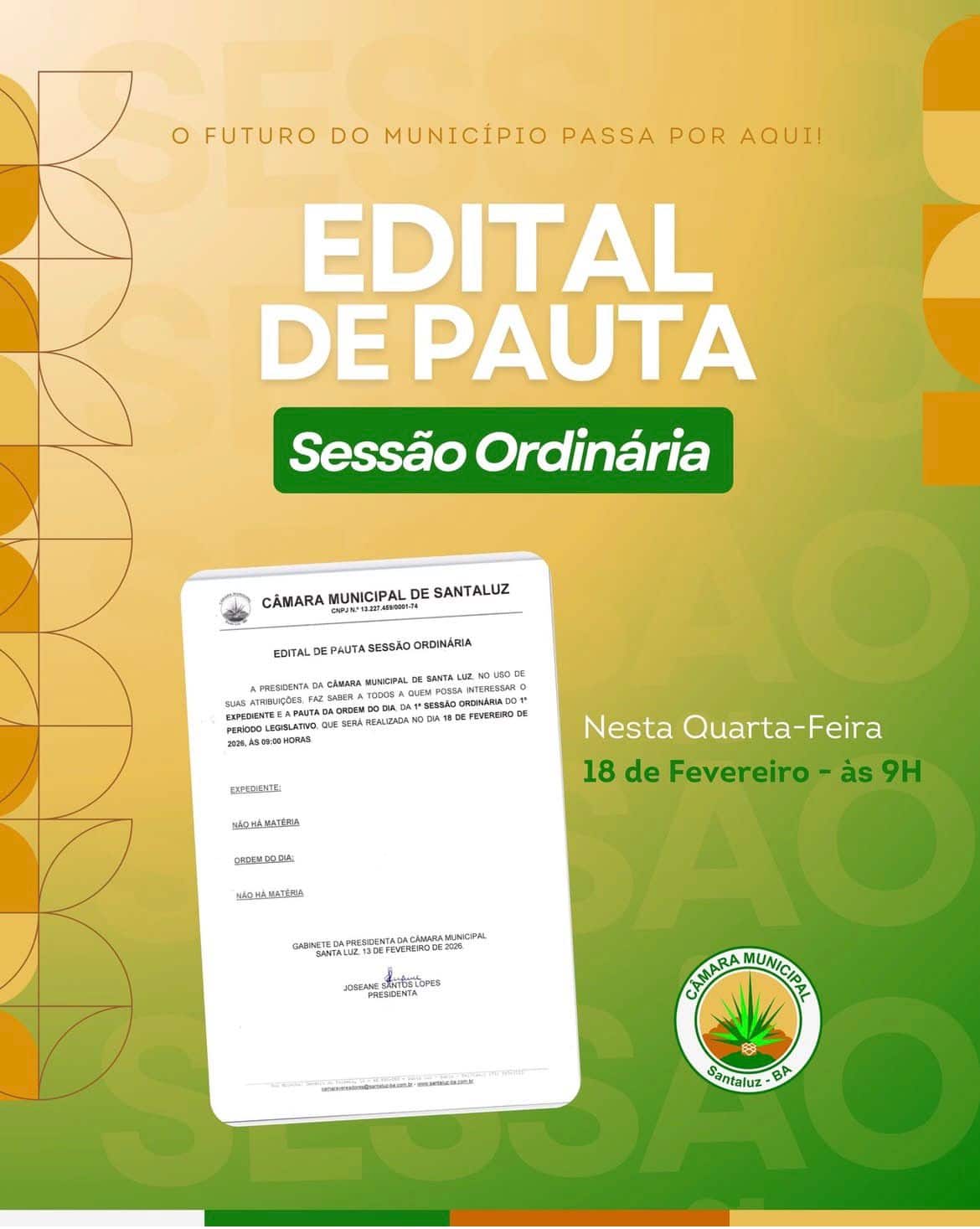Leia mais sobre o artigo 1ª SESSÃO ORDINÁRIA DO 1º PERÍODO LEGISLATIVO DE 2026