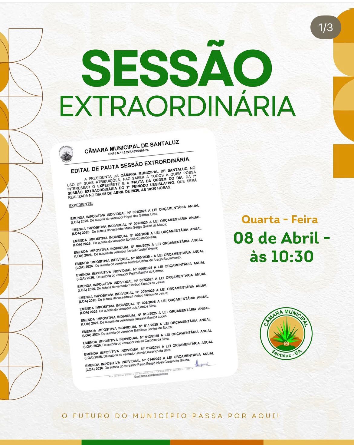Leia mais sobre o artigo 7ª SESSÃO EXTRAORDINÁRIA DO 1º PERÍODO LEGISLATIVO DE 2026