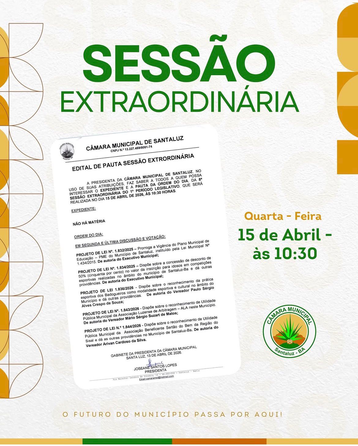Leia mais sobre o artigo 8ª SESSÃO EXTRAORDINÁRIA DO 1º PERÍODO LEGISLATIVO DE 2026