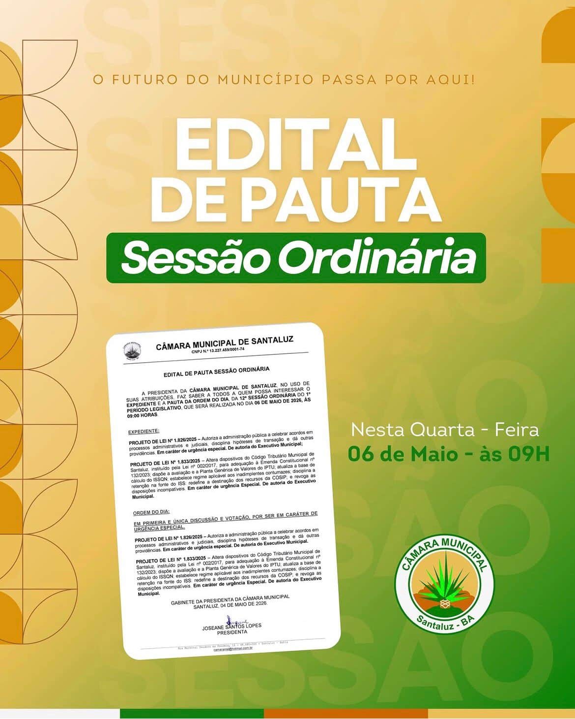 Leia mais sobre o artigo 12ª SESSÃO ORDINÁRIA DO 1º PERÍODO LEGISLATIVO DE 2026