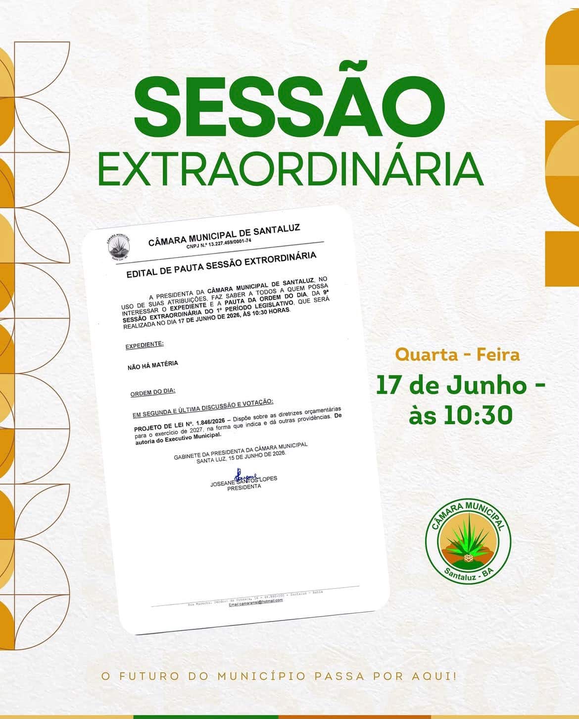 Leia mais sobre o artigo 9ª SESSÃO EXTRAORDINÁRIA DO 1º PERÍODO LEGISLATIVO DE 2026
