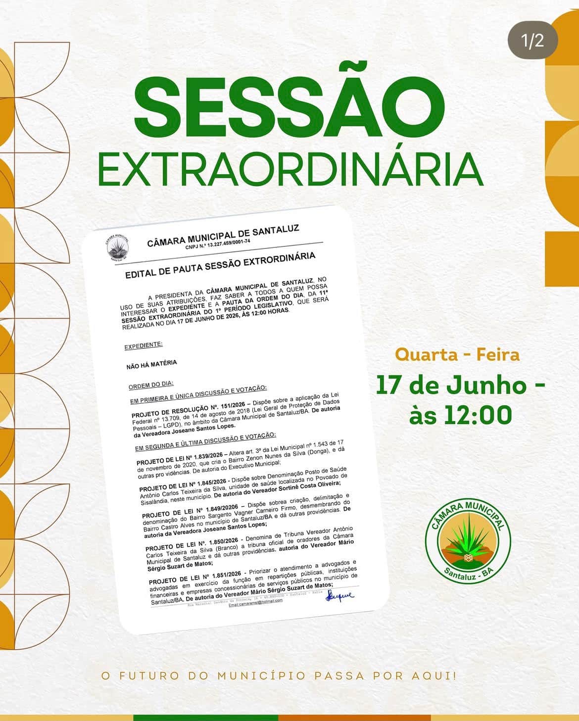 Leia mais sobre o artigo 11ª SESSÃO EXTRAORDINÁRIA DO 1º PERÍODO LEGISLATIVO DE 2026