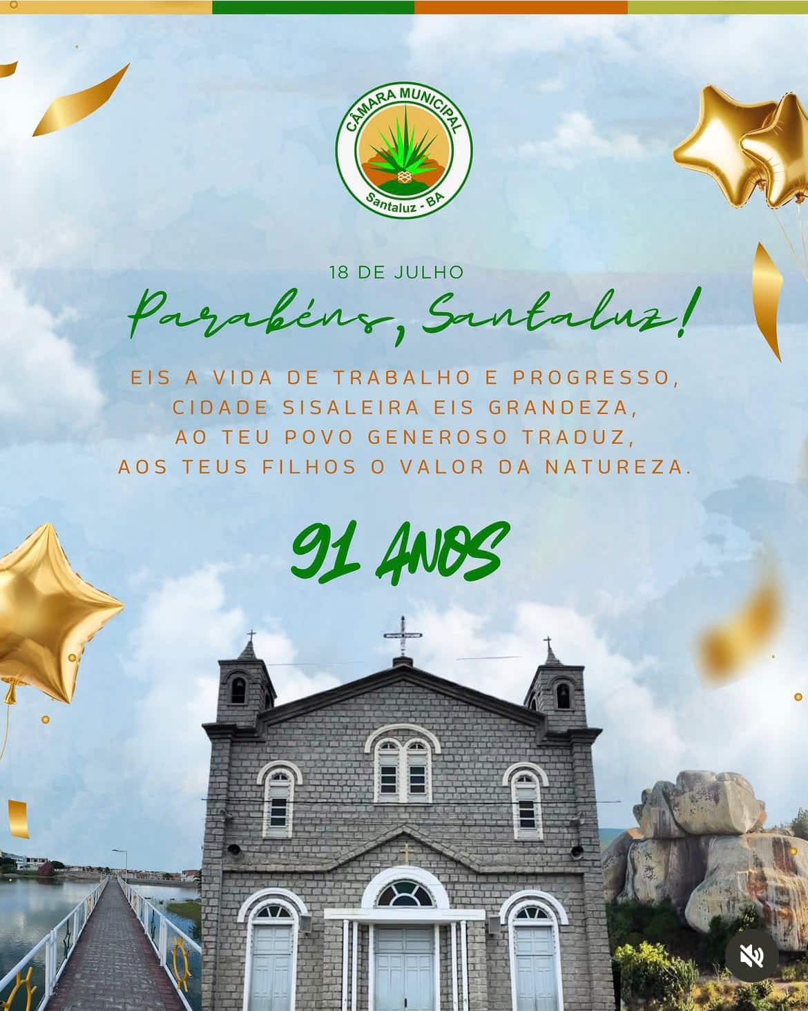 Leia mais sobre o artigo Parabéns, Santaluz! 18 de Julho 191 anos de Emancipação Política