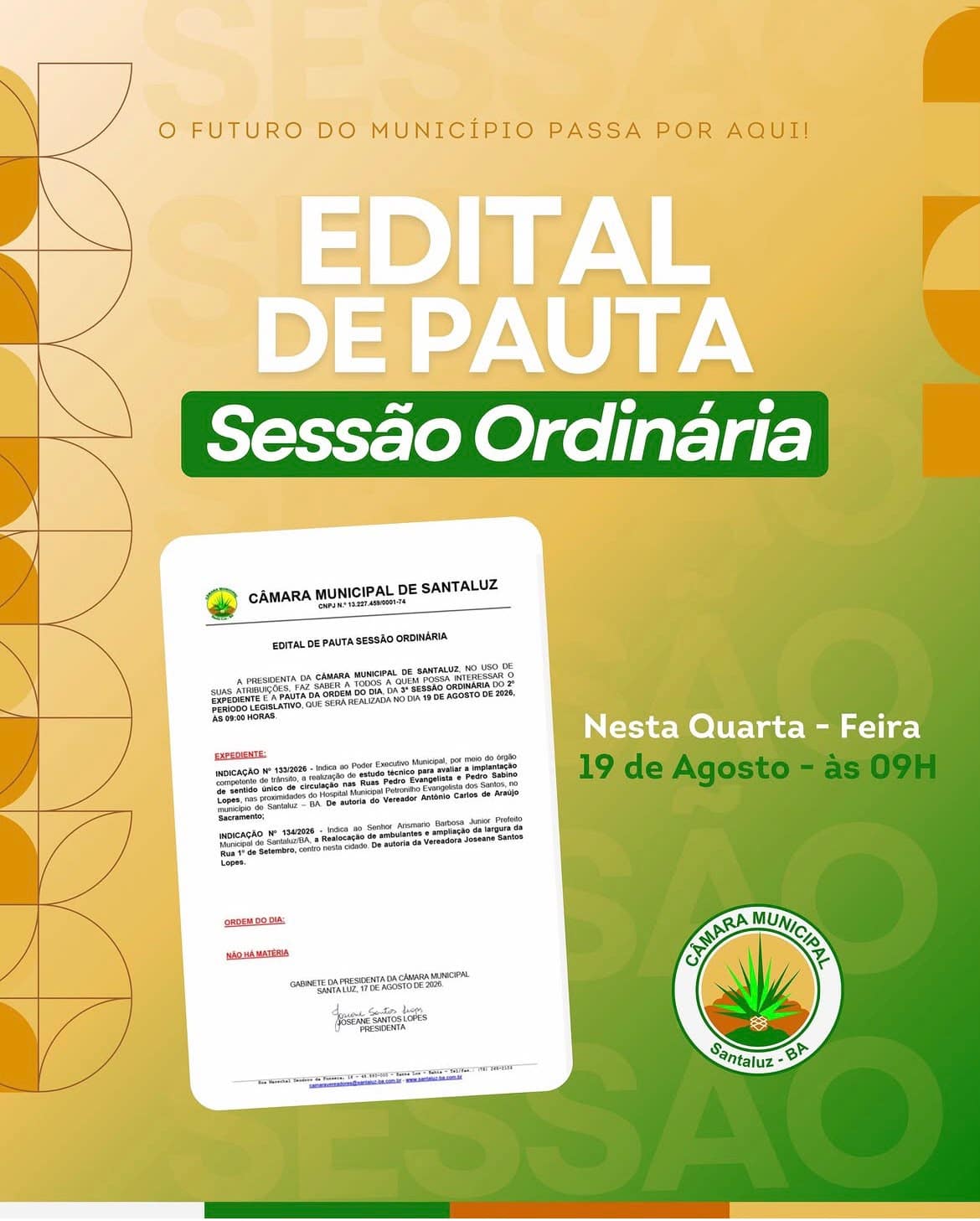 Leia mais sobre o artigo 3ª SESSÃO ORDINÁRIA DO 2º PERÍODO LEGISLATIVO DE 2026